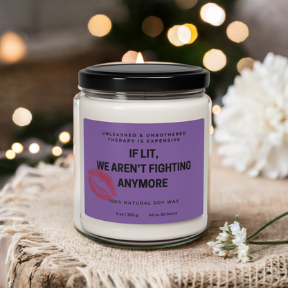 Soy Candle, Funny Couple Message Candle, Relationship Candle, 9oz, Scented Candle, If Lit We Aren't Fighting Anymore, Gift for Couples, Home
