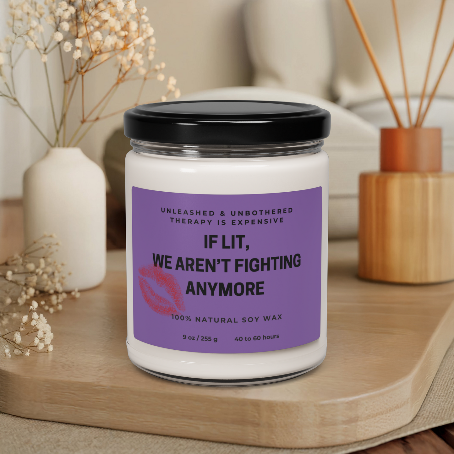 Soy Candle, Funny Couple Message Candle, Relationship Candle, 9oz, Scented Candle, If Lit We Aren't Fighting Anymore, Gift for Couples, Home