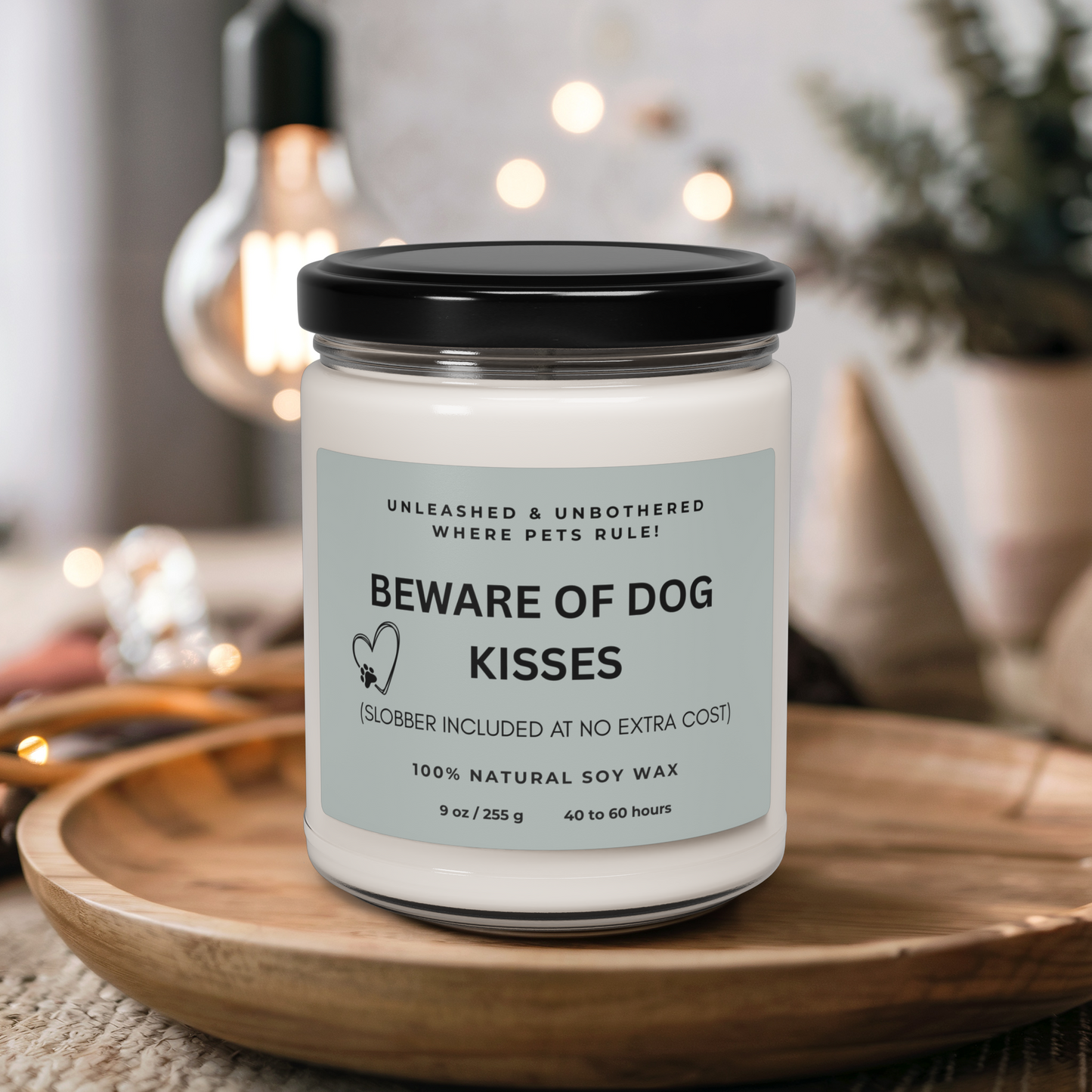 Dog Lover Gift, Funny Candle, Beware of Dog Kisses, Slobber Included, Pet Owner Gift, Animal Lover  Soy Candle