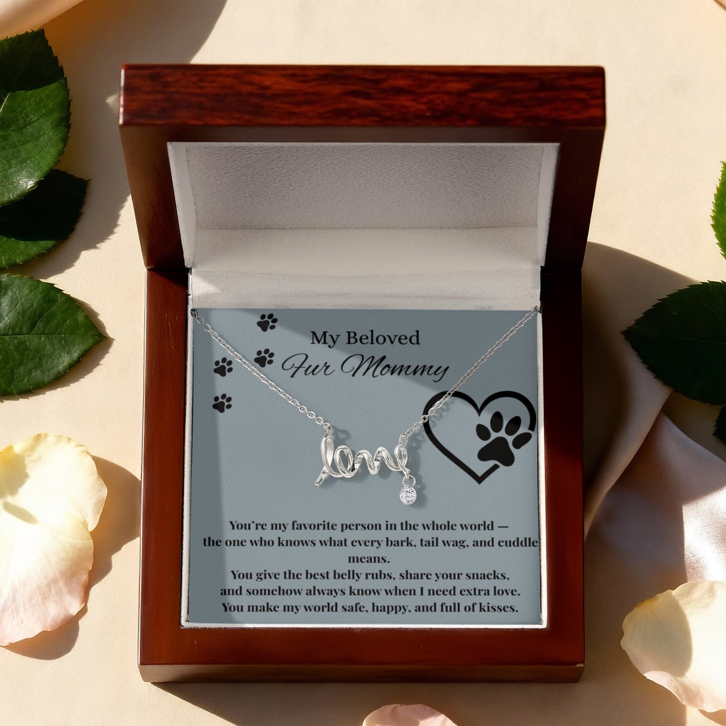 Sentimental Mom Gift from Fur Baby, Dog, Gift from Pet – Necklace for Christmas, Birthday, Mother's Day or Any Occasion. Scripted Love Necklace with POD Message Card